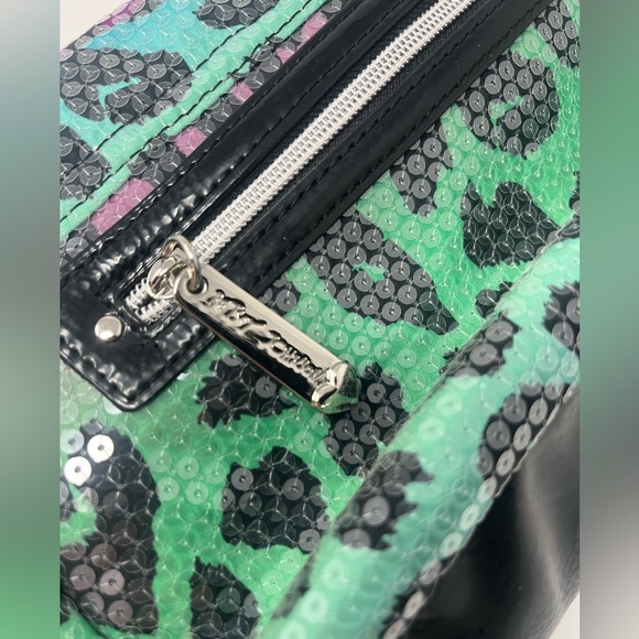 BETSEY JOHNSON Purse Handbag Bag Multi Color Leopard Print Sequins Chain NWOT - Picture 5 of 8